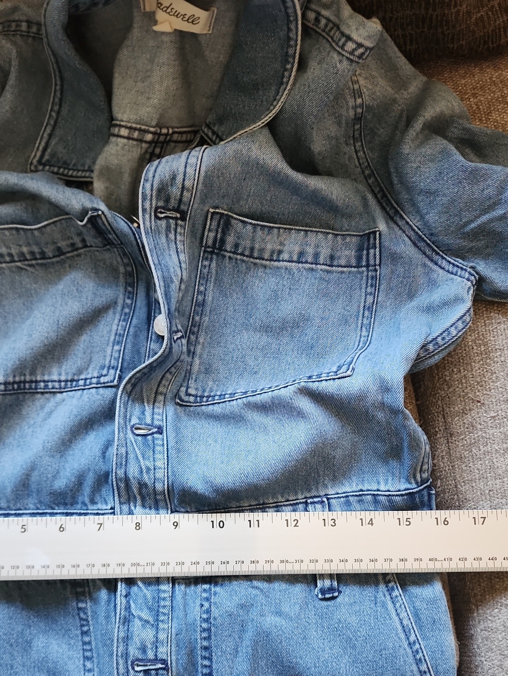 Madewell Denim Utility Jumpsuit Boiler Suit One Piece Light Wash Long Sleeve - Picture 9 of 10